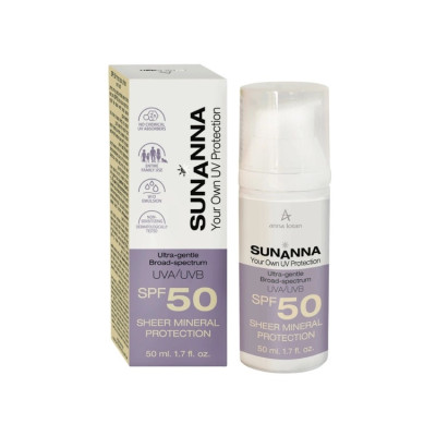 Anna Lotan SunAnna Sheer Mineral Protection UVA/AVB SPF50 (50ml) — Gesicht Anna Lotan SunAnna Sheer Mineral Protection UVA/AVB SPF50 (50ml) — Gesicht