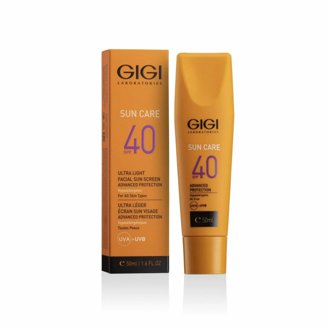 GiGi Sun Care Ultra Light Facial Sun Screen Advanced Protection SPF50 UVA/UVB For all skin types 50ml — Feuchtigkeitsarme Haut GiGi Sun Care Ultra Light Facial Sun Screen Advanced Protection SPF50 UVA/UVB For all skin types 50ml — Feuchtigkeitsarme Haut